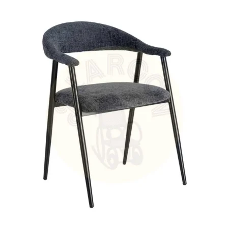 Silla tapizada azul en poliéster con patas de hierro 56x57x78cm - Ixia - 616476IX - foto-secundaria-9