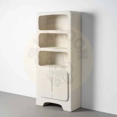 Librería blanca en DM acabado poroso granulado con puerta 80x35x180cm - Ixia - 616489IX - foto-secundaria-10