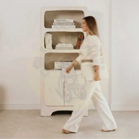 Librería blanca en DM acabado poroso granulado con puerta 80x35x180cm - Ixia - 616489IX - foto-secundaria-11