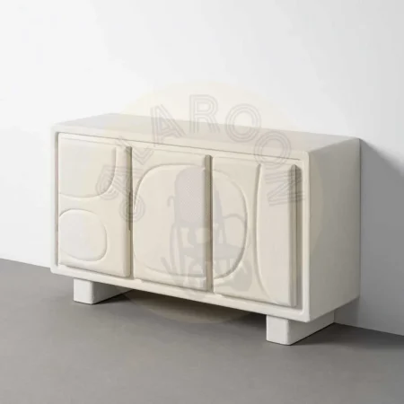 Aparador blanco en DM acabado poroso granulado puertas sin balda interior 120x38x70cm - Ixia - 616490IX - foto-secundaria-10