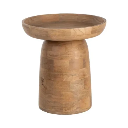 Mesita natural de madera de mango para salón 44x44x47cm - Ixia - 616491IX - foto-blanco