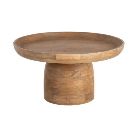 Mesita auxiliar natural de madera de mango para salón 75x75x40cm - Ixia - 616492IX - foto-blanco