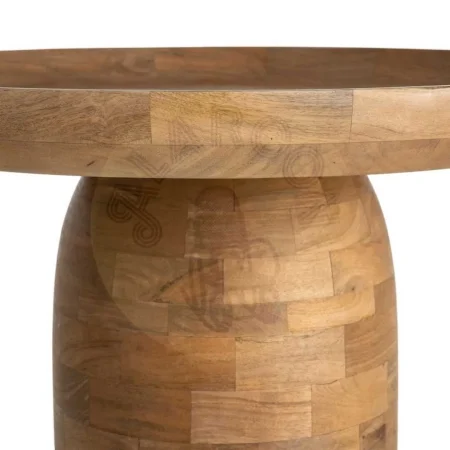 Mesita auxiliar natural de madera de mango para salón 75x75x40cm - Ixia - 616492IX - foto-secundaria-2