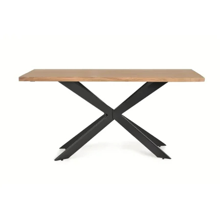 Mesa de comedor Nolira rectangular para 8 personas madera de acacia maciza tapa de madera natural con vetas base metálica negra 200x100x78cm - Giner y Colomer - 6164GYC - foto-blanco