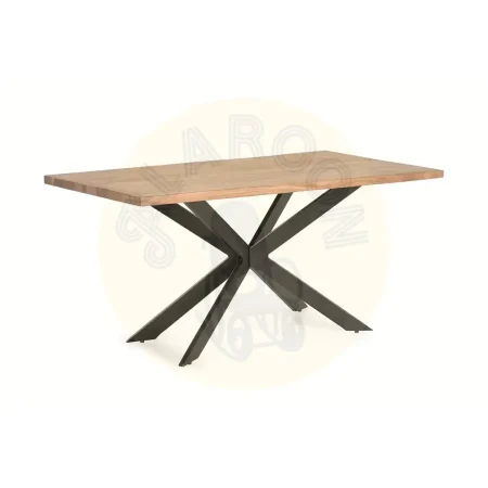 Mesa de comedor Nolira rectangular para 8 personas madera de acacia maciza tapa de madera natural con vetas base metálica negra 200x100x78cm - Giner y Colomer - 6164GYC - foto-secundaria-1