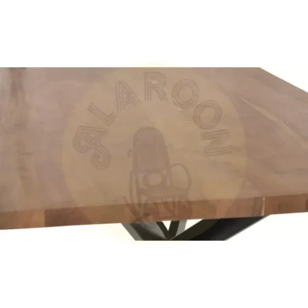 Mesa de comedor Nolira rectangular para 8 personas madera de acacia maciza tapa de madera natural con vetas base metálica negra 200x100x78cm - Giner y Colomer - 6164GYC - foto-secundaria-2