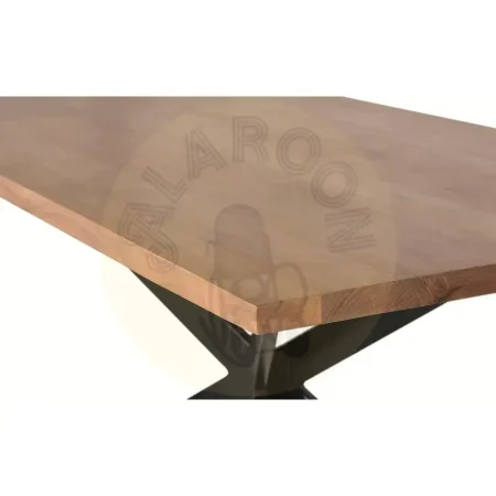 Mesa de comedor Nolira rectangular para 8 personas madera de acacia maciza tapa de madera natural con vetas base metálica negra 200x100x78cm - Giner y Colomer - 6164GYC - foto-secundaria-3