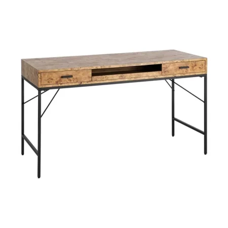 Escritorio natural y negro en DM y metal con cajones y bandeja extraíble 140x60x80cm - Ixia - 616504IX - foto-blanco