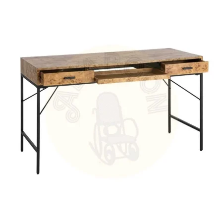 Escritorio natural y negro en DM y metal con cajones y bandeja extraíble 140x60x80cm - Ixia - 616504IX - foto-secundaria-1