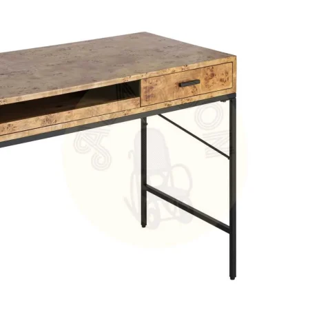 Escritorio natural y negro en DM y metal con cajones y bandeja extraíble 140x60x80cm - Ixia - 616504IX - foto-secundaria-2
