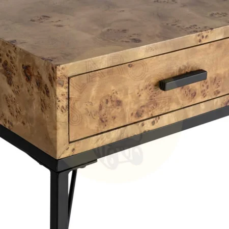 Escritorio natural y negro en DM y metal con cajones y bandeja extraíble 140x60x80cm - Ixia - 616504IX - foto-secundaria-4