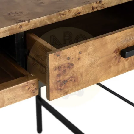 Escritorio natural y negro en DM y metal con cajones y bandeja extraíble 140x60x80cm - Ixia - 616504IX - foto-secundaria-6