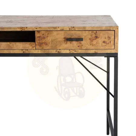 Escritorio natural y negro en DM y metal con cajones y bandeja extraíble 140x60x80cm - Ixia - 616504IX - foto-secundaria-7