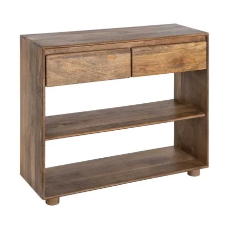 Consola de madera de mango para salón con cajones y huecos 100x35x80cm - Ixia - 616505IX - foto-blanco
