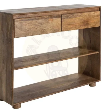 Consola de madera de mango para salón con cajones y huecos 100x35x80cm - Ixia - 616505IX - foto-secundaria-2