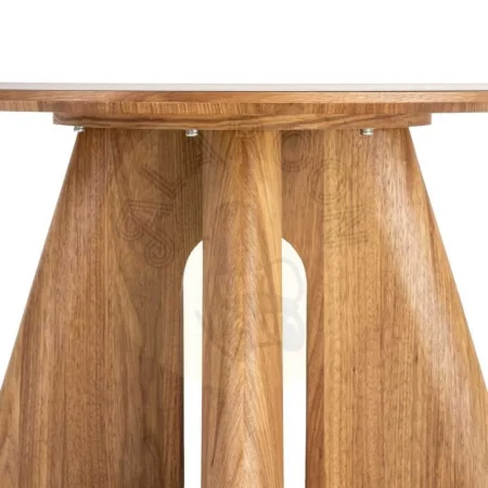 Mesa de centro beige y marrón con tablero cerámico patas en roble contrachapado 80x80x45cm - Ixia - 616507IX - foto-secundaria-2