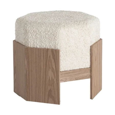 Puf crema en DM con tapizado de tejido 100% poliéster 50x50x44cm - Ixia - 616515IX - foto-blanco