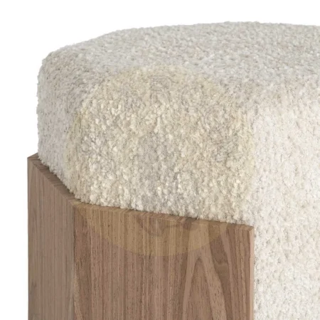 Puf crema en DM con tapizado de tejido 100% poliéster 50x50x44cm - Ixia - 616515IX - foto-secundaria-2