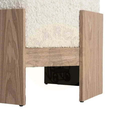 Puf crema en DM con tapizado de tejido 100% poliéster 50x50x44cm - Ixia - 616515IX - foto-secundaria-3