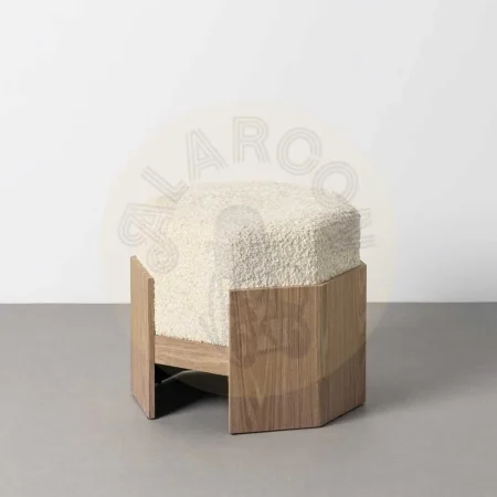 Puf crema en DM con tapizado de tejido 100% poliéster 50x50x44cm - Ixia - 616515IX - foto-secundaria-4