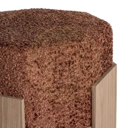 Puf tapizado 100% poliéster estructura y patas en DM color teja 50x50x44cm - Ixia - 616516IX - foto-secundaria-1