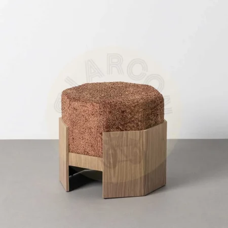Puf tapizado 100% poliéster estructura y patas en DM color teja 50x50x44cm - Ixia - 616516IX - foto-secundaria-4