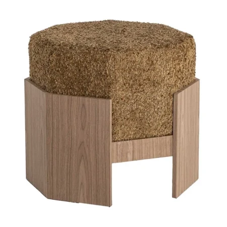 Puf ocre con estructura y patas en DM tapizado en tejido 100% poliéster con espuma 30mm 50x50x44cm - Ixia - 616517IX - foto-blanco