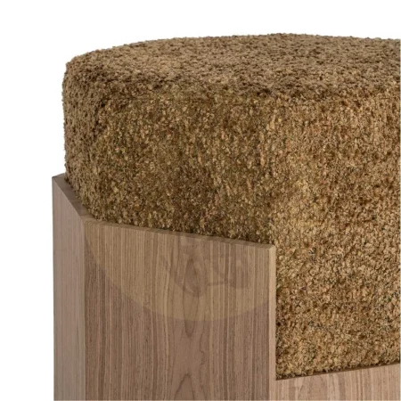 Puf ocre con estructura y patas en DM tapizado en tejido 100% poliéster con espuma 30mm 50x50x44cm - Ixia - 616517IX - foto-secundaria-2