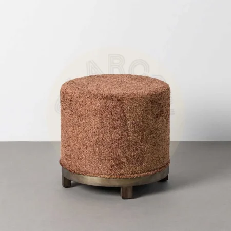 Puf giratorio tapizado en tejido 100% poliéster con estructura y patas en DM color teja 50x50x47cm - Ixia - 616519IX - foto-secundaria-4