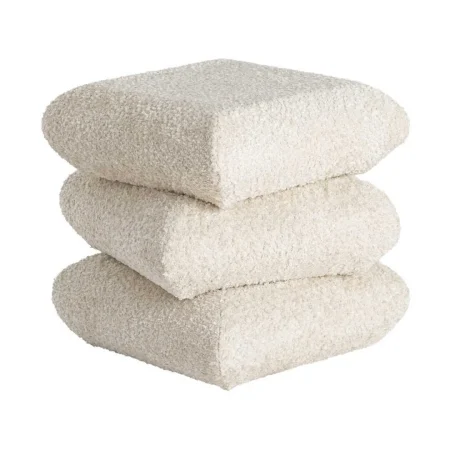 Puf crema en DM y tejido 100% poliéster 42x42x42cm - Ixia - 616521IX - foto-blanco