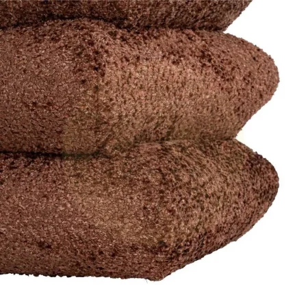 Puf tapizado color teja con estructura y patas en DM y tejido 100% poliéster 42x42x42cm - Ixia - 616522IX - foto-secundaria-3