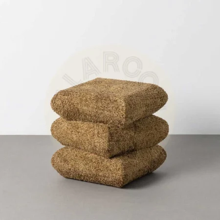Puf ocre en DM y tejido 100% poliéster 42x42x42cm - Ixia - 616523IX - foto-secundaria-4