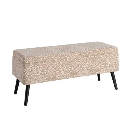 Banco baúl crema beige en DM y tejido 100% poliéster 100x40x44cm - Ixia - 616524IX - foto-blanco