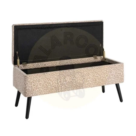 Banco baúl crema beige en DM y tejido 100% poliéster 100x40x44cm - Ixia - 616524IX - foto-secundaria-1