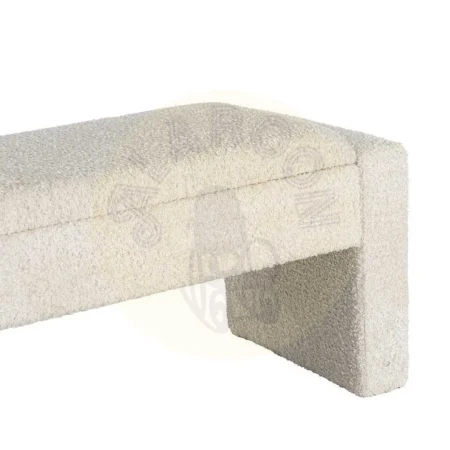 Banco baúl crema en DM y tejido 100% poliéster 117x43x45cm - Ixia - 616525IX - foto-secundaria-2