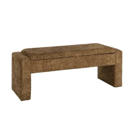 Banco baúl ocre en DM y tejido 117x43x45cm - Ixia - 616527IX - foto-blanco