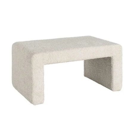 Banco crema en DM y tejido con espuma 30mm 90x60x43cm - Ixia - 616528IX - foto-blanco