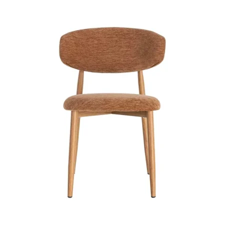 Silla tapizada en tejido 100% poliéster color melocotón con estructura metálica de acero 53x51x76.50cm - Ixia - 616530IX - foto-blanco
