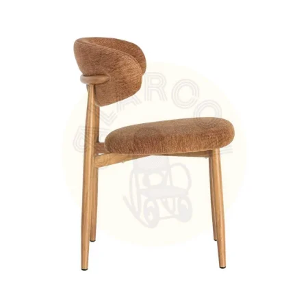 Silla tapizada en tejido 100% poliéster color melocotón con estructura metálica de acero 53x51x76.50cm - Ixia - 616530IX - foto-secundaria-3