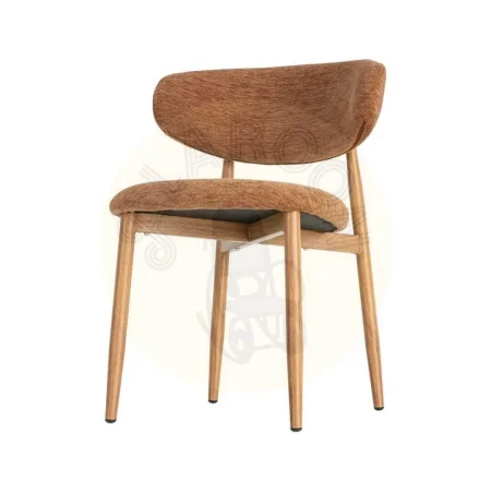 Silla tapizada en tejido 100% poliéster color melocotón con estructura metálica de acero 53x51x76.50cm - Ixia - 616530IX - foto-secundaria-5