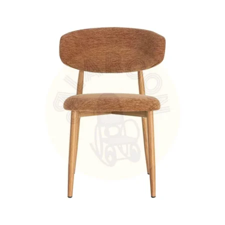 Silla tapizada en tejido 100% poliéster color melocotón con estructura metálica de acero 53x51x76.50cm - Ixia - 616530IX - foto-secundaria-6