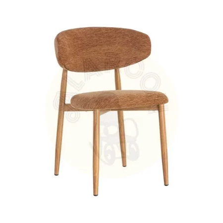 Silla tapizada en tejido 100% poliéster color melocotón con estructura metálica de acero 53x51x76.50cm - Ixia - 616530IX - foto-secundaria-9
