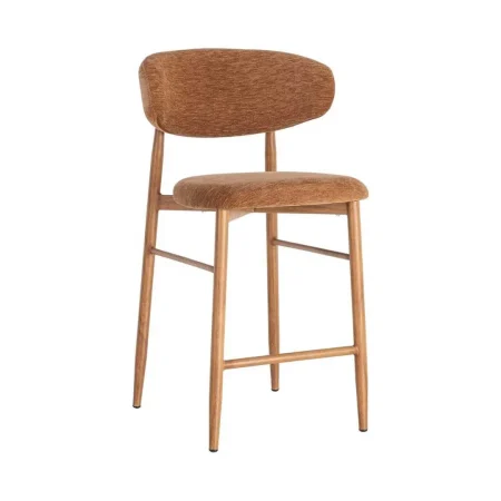 Taburete melocotón tapizado en tejido 100% poliéster con estructura metálica 53x52x95cm - Ixia - 616531IX - foto-blanco