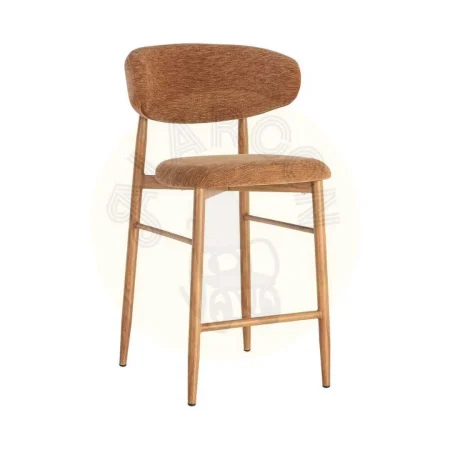 Taburete melocotón tapizado en tejido 100% poliéster con estructura metálica 53x52x95cm - Ixia - 616531IX - foto-secundaria-9