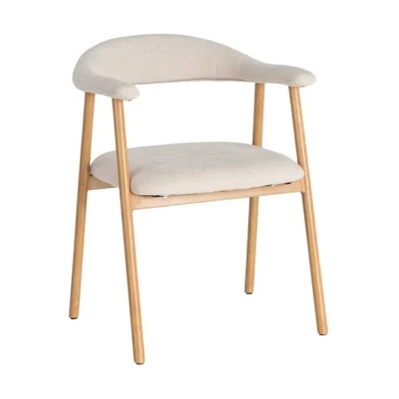 Silla con brazos tapizada en tejido crema estructura metálica 56x50.50x76cm - Ixia - 616533IX - foto-blanco