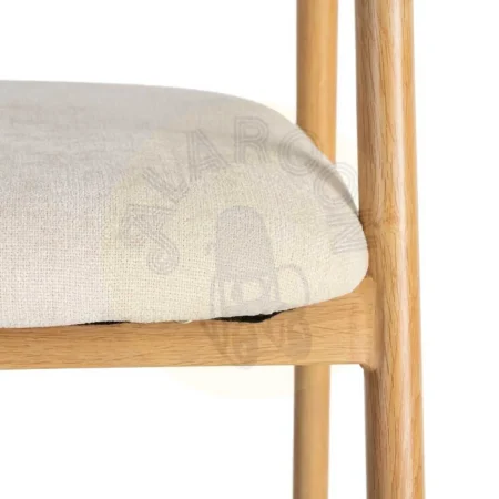 Silla con brazos tapizada en tejido crema estructura metálica 56x50.50x76cm - Ixia - 616533IX - foto-secundaria-1