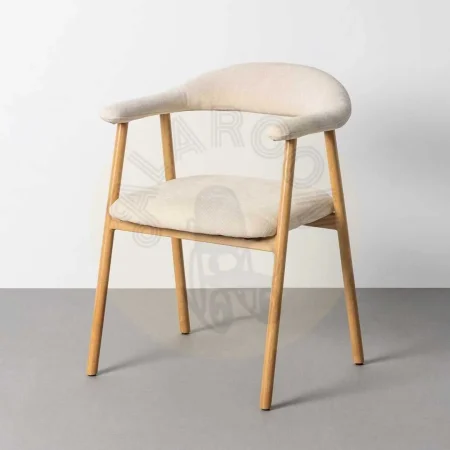 Silla con brazos tapizada en tejido crema estructura metálica 56x50.50x76cm - Ixia - 616533IX - foto-secundaria-10