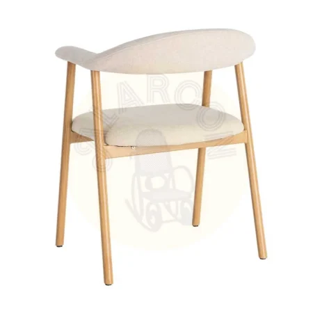 Silla con brazos tapizada en tejido crema estructura metálica 56x50.50x76cm - Ixia - 616533IX - foto-secundaria-2