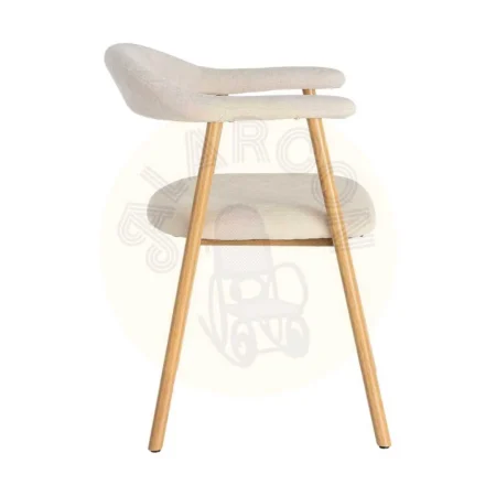 Silla con brazos tapizada en tejido crema estructura metálica 56x50.50x76cm - Ixia - 616533IX - foto-secundaria-3