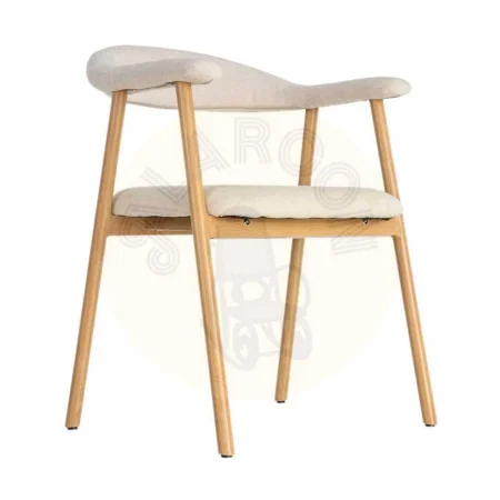 Silla con brazos tapizada en tejido crema estructura metálica 56x50.50x76cm - Ixia - 616533IX - foto-secundaria-5